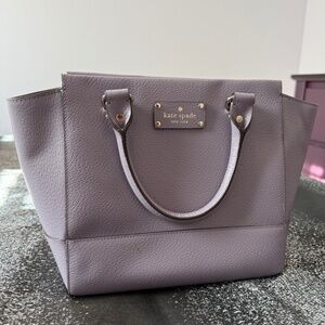 Kate Spade Lavender Pebbled Leather Tote Satchel Small Structured Bag